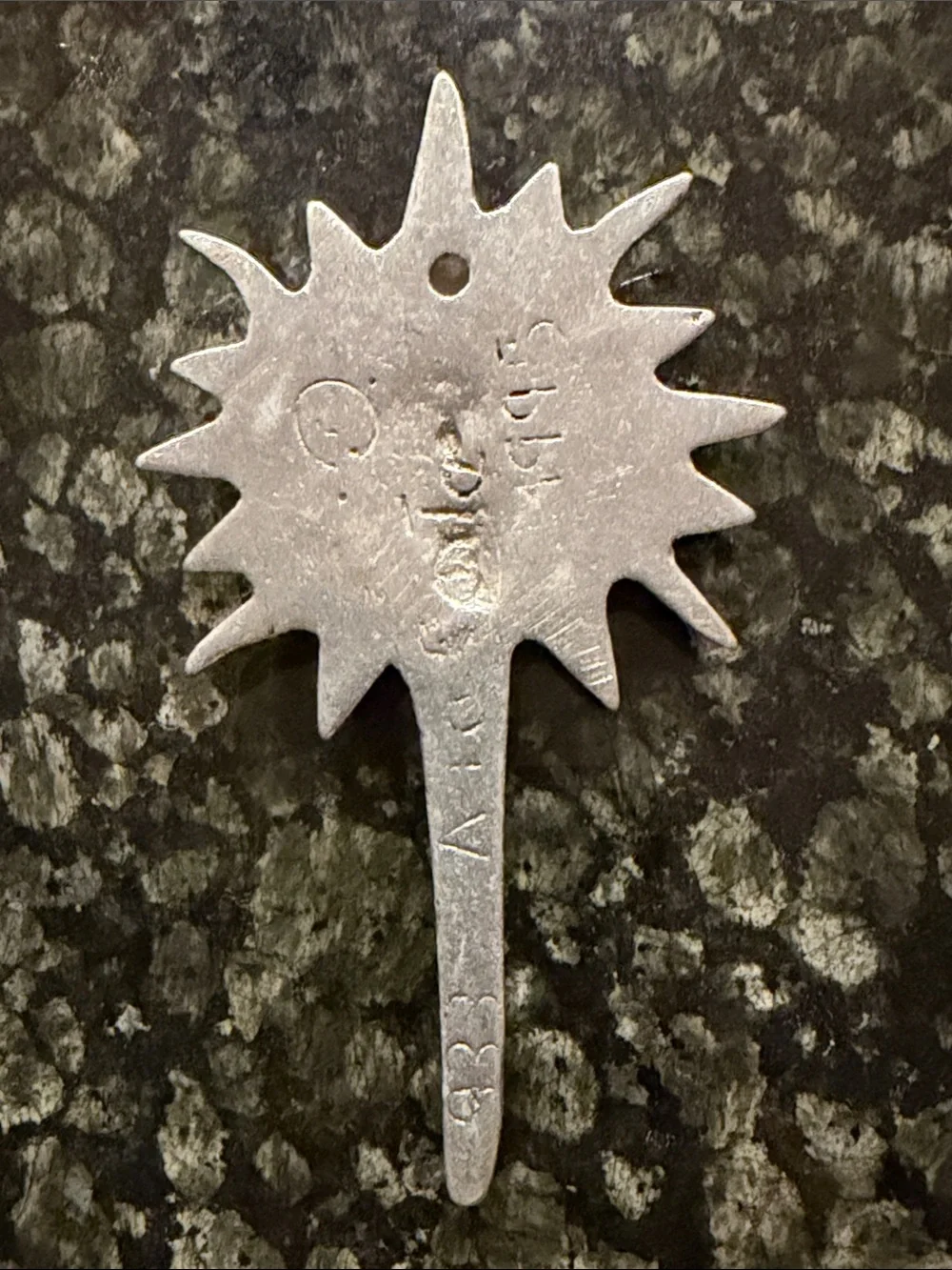 Mexican Pewter Metal Silver Flaming Starburst Cross Wall Decor